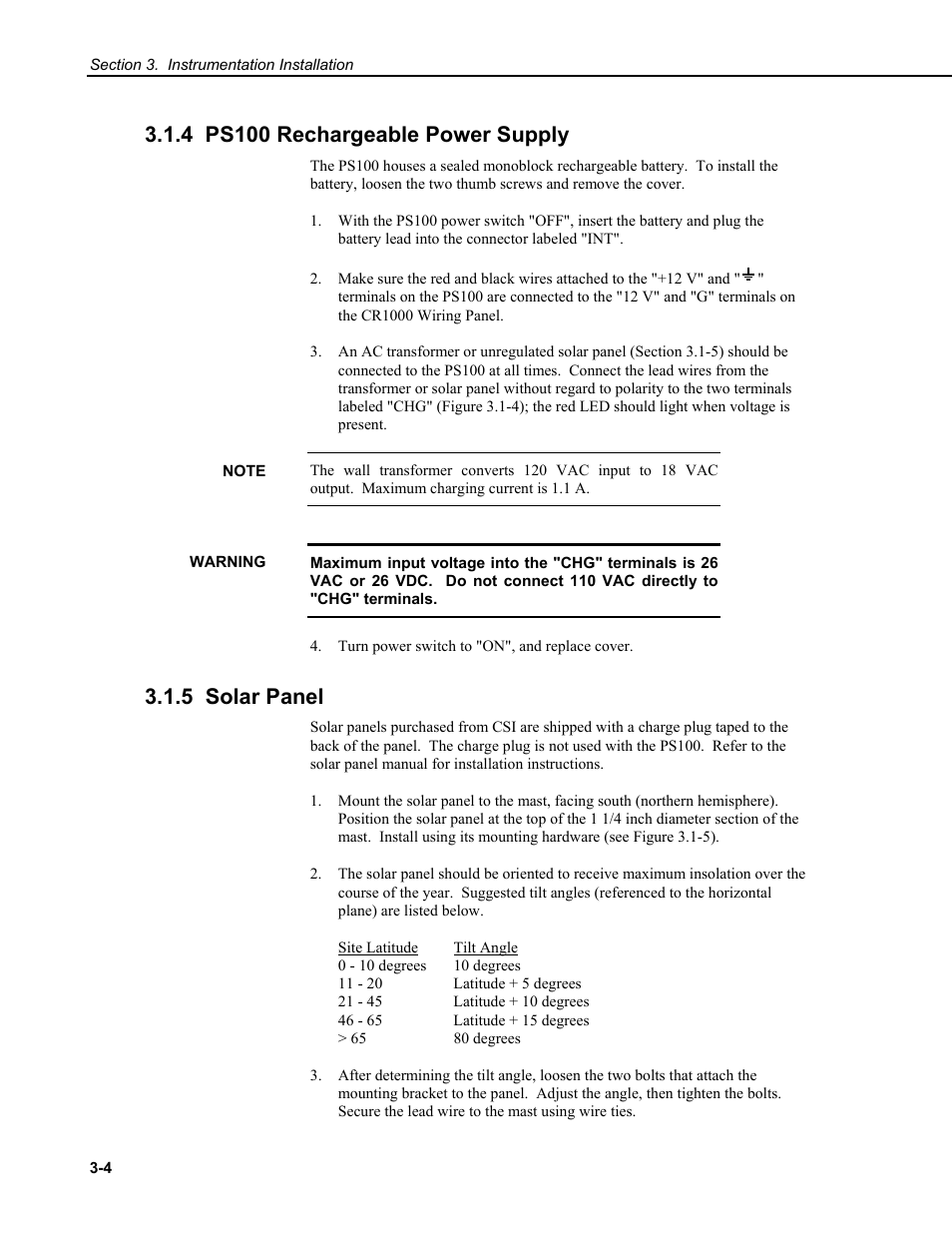 4 ps100 rechargeable power supply, 5 solar panel | Campbell Scientific CM6/CM10 Tripod Weather Station Installation User Manual | Page 28 / 68