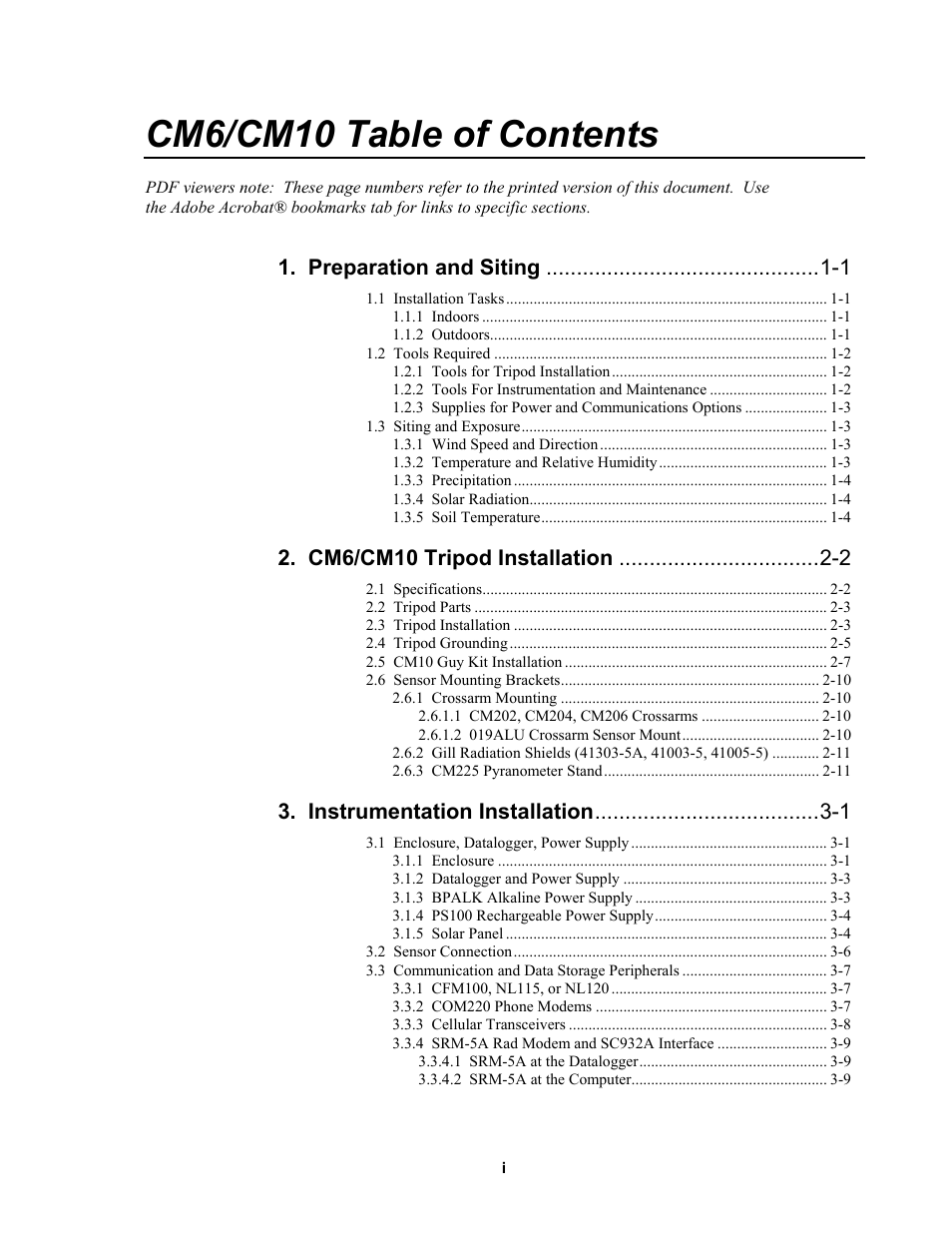 Campbell Scientific CM6/CM10 Tripod Weather Station Installation User Manual | Page 3 / 68