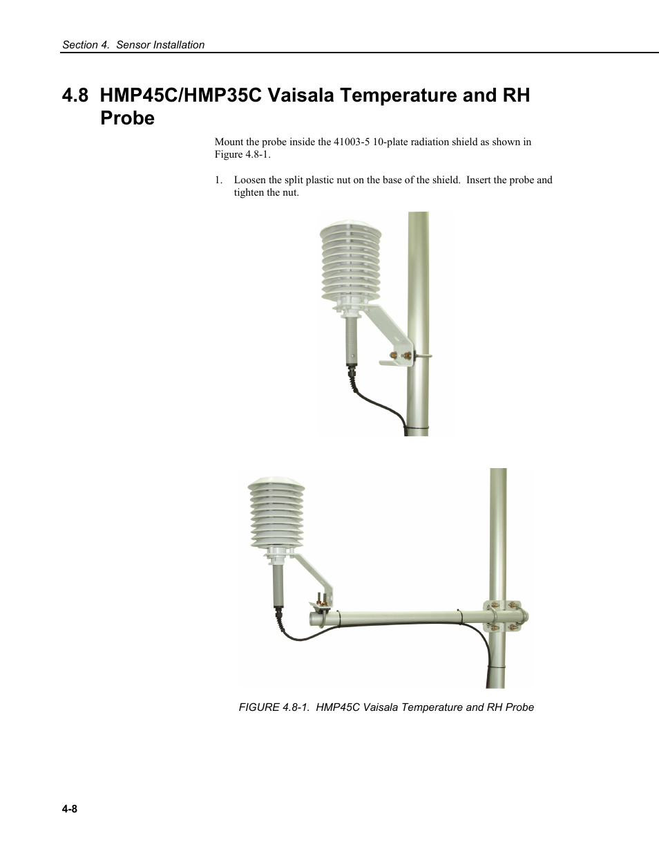 8 hmp45c/hmp35c vaisala temperature and rh probe | Campbell Scientific CM6/CM10 Tripod Weather Station Installation User Manual | Page 48 / 68