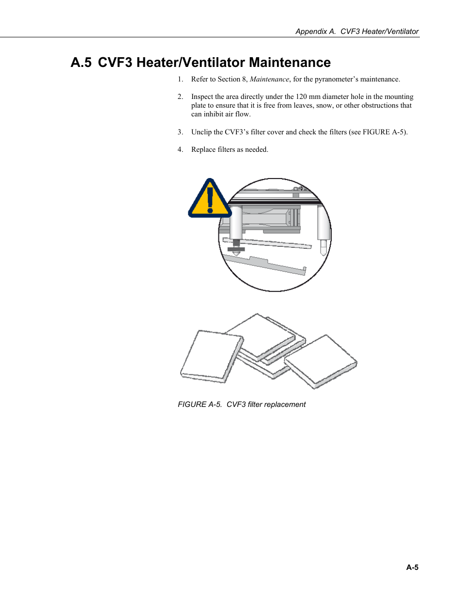 A.5 cvf3 heater/ventilator maintenance, A-5. cvf3, Filter | Campbell Scientific CMP6-L, CMP11-L, and CMP21-L Pyranometers User Manual | Page 39 / 42