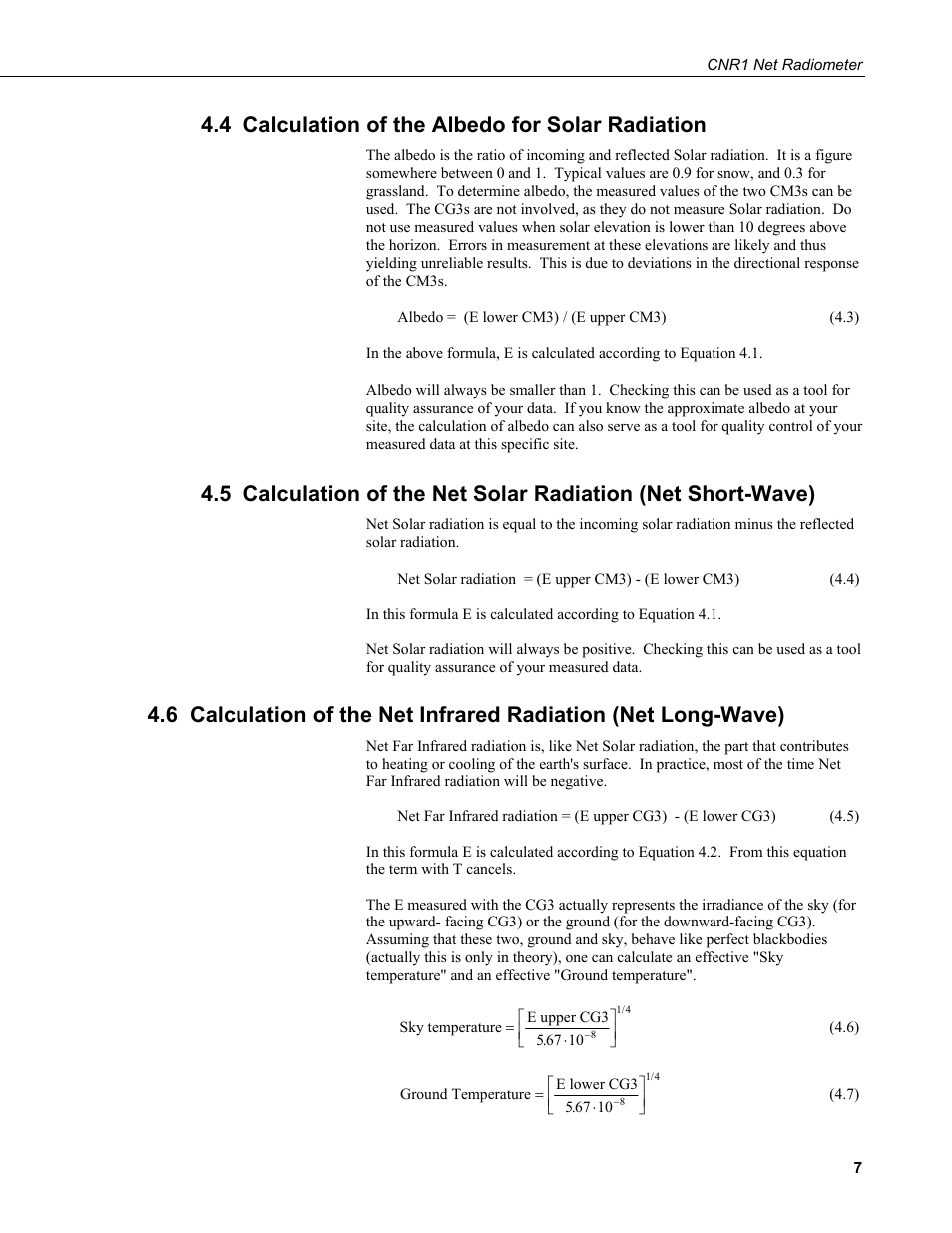 4 calculation of the albedo for solar radiation | Campbell Scientific CNR1 Net Radiometer User Manual | Page 11 / 40