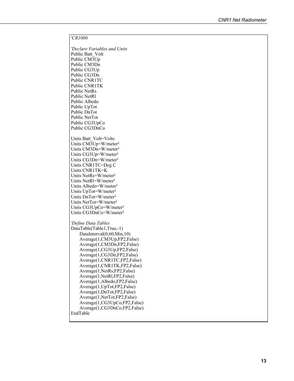 Campbell Scientific CNR1 Net Radiometer User Manual | Page 17 / 40