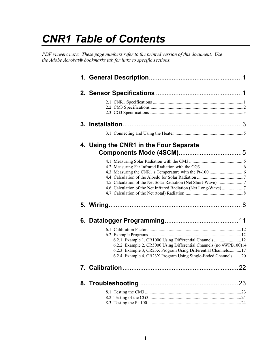 Campbell Scientific CNR1 Net Radiometer User Manual | Page 3 / 40