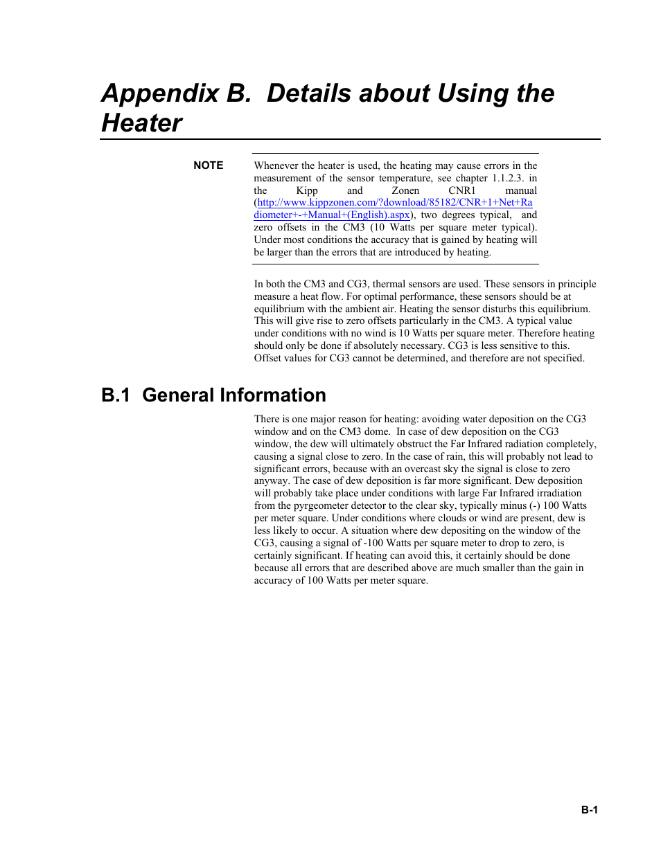 Appendix b. details about using the heater, B.1 general information | Campbell Scientific CNR1 Net Radiometer User Manual | Page 31 / 40