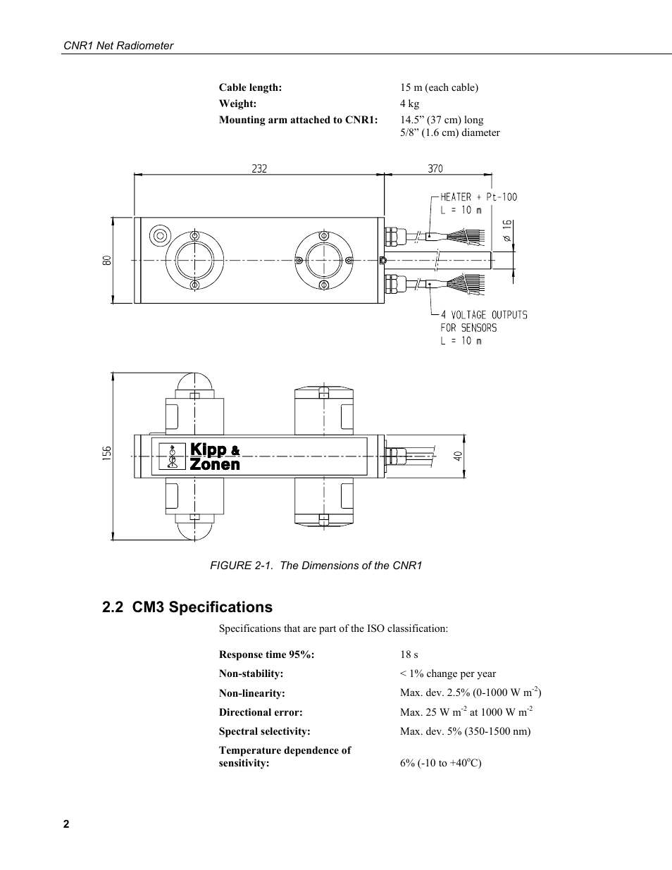 2 cm3 specifications | Campbell Scientific CNR1 Net Radiometer User Manual | Page 6 / 40