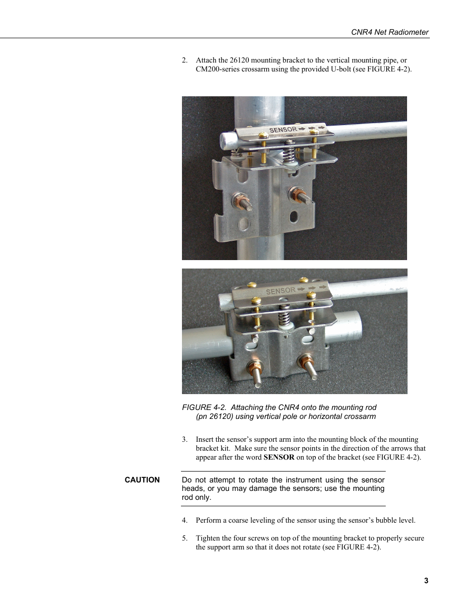 Vertical pole or horizontal crossarm | Campbell Scientific CNR4 Net Radiometer User Manual | Page 11 / 64