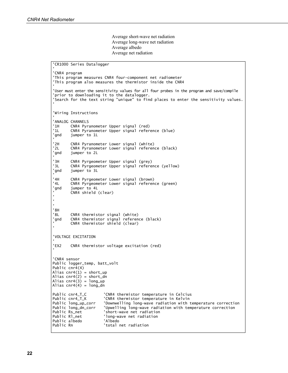 Campbell Scientific CNR4 Net Radiometer User Manual | Page 30 / 64