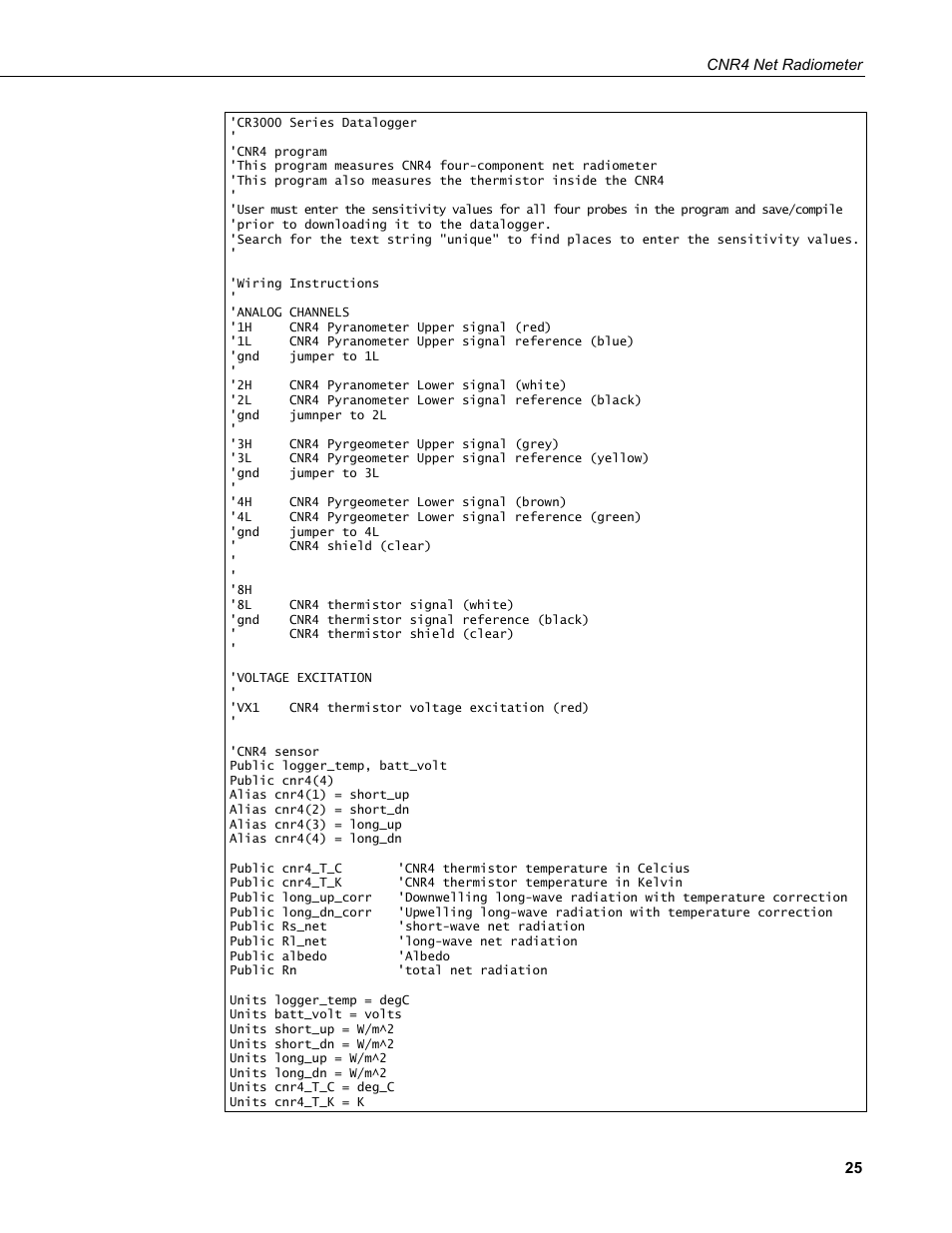 Campbell Scientific CNR4 Net Radiometer User Manual | Page 33 / 64