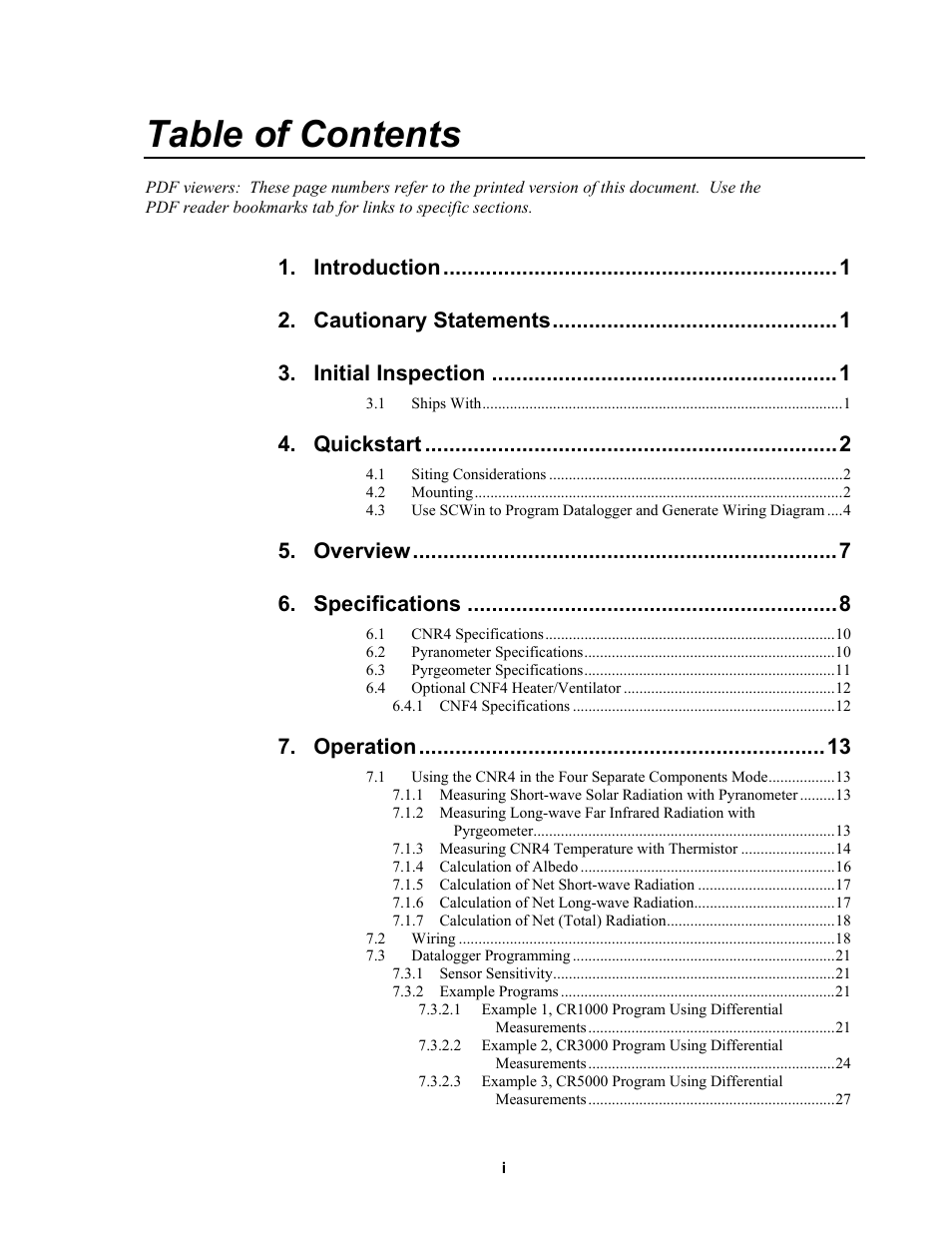 Campbell Scientific CNR4 Net Radiometer User Manual | Page 5 / 64