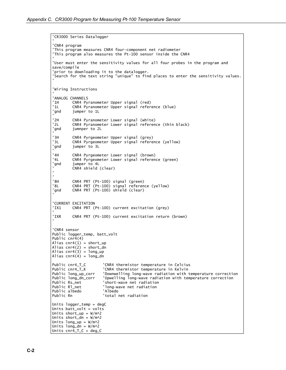 Campbell Scientific CNR4 Net Radiometer User Manual | Page 60 / 64