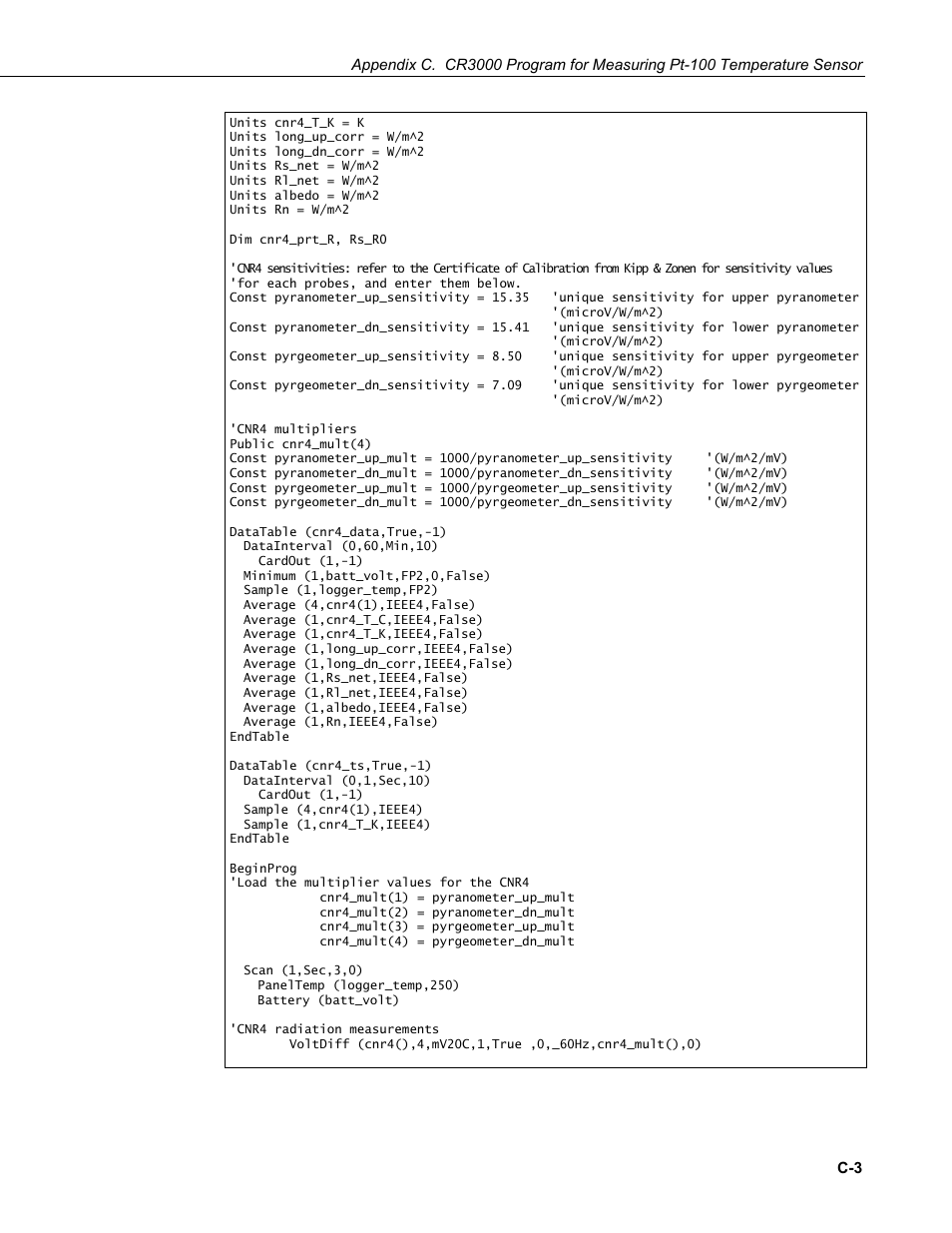 Campbell Scientific CNR4 Net Radiometer User Manual | Page 61 / 64