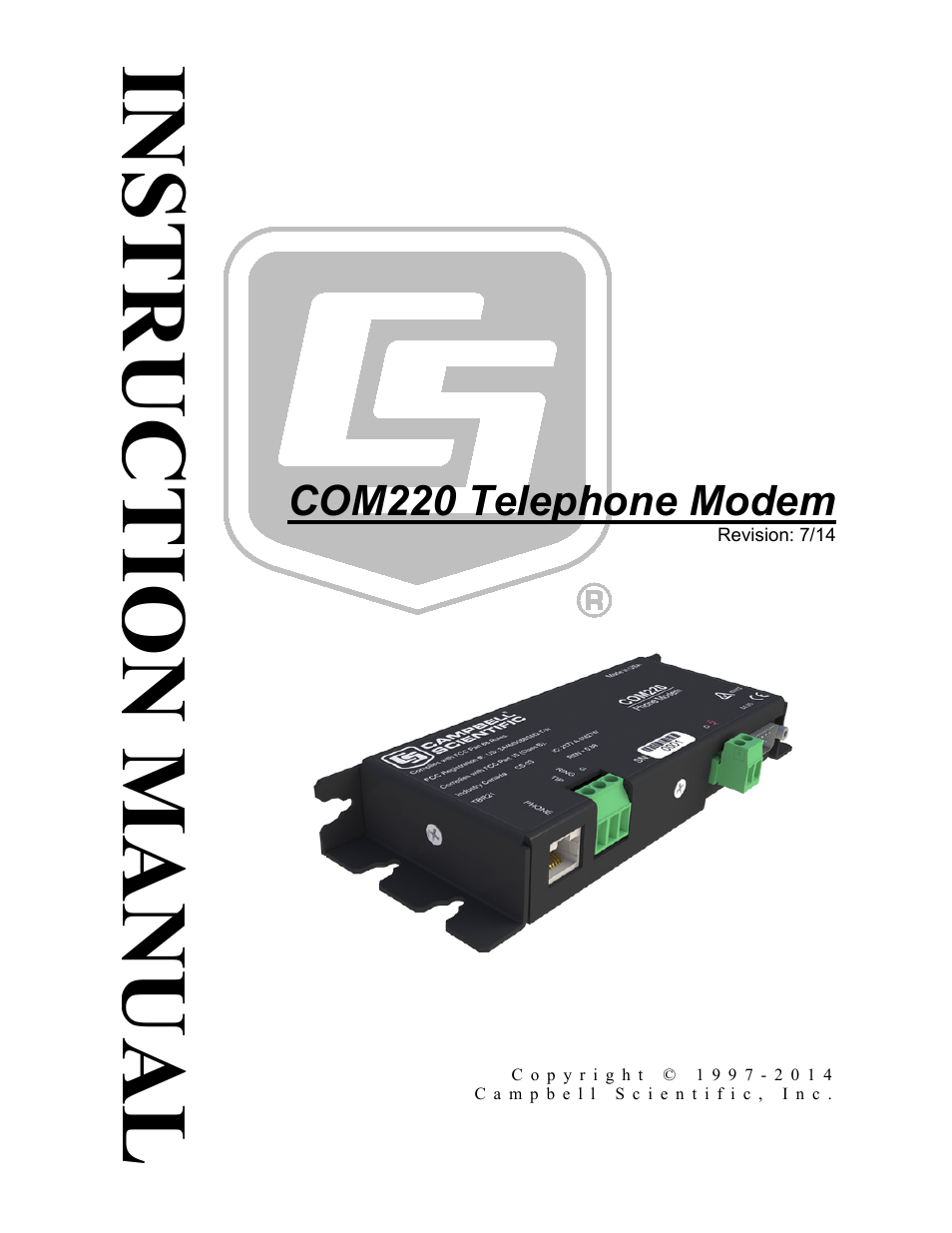 Campbell Scientific COM220 56k Phone Modem User Manual | 42 pages