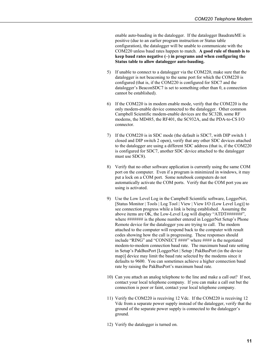 Campbell Scientific COM220 56k Phone Modem User Manual | Page 19 / 42