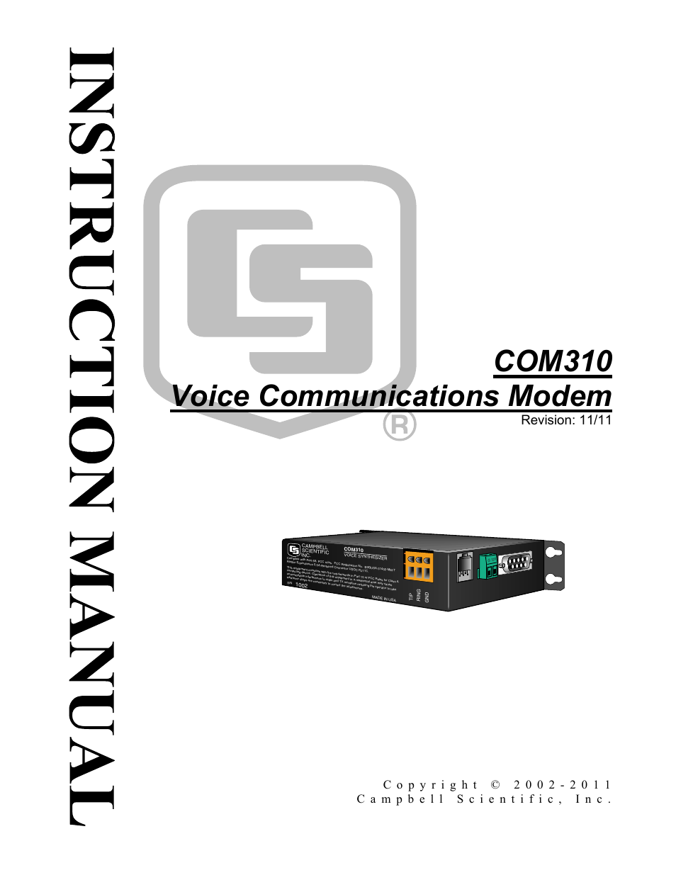 Campbell Scientific COM310 Voice Communications Modem User Manual | 56 pages