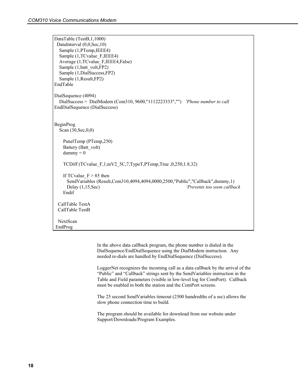 Campbell Scientific COM310 Voice Communications Modem User Manual | Page 24 / 56