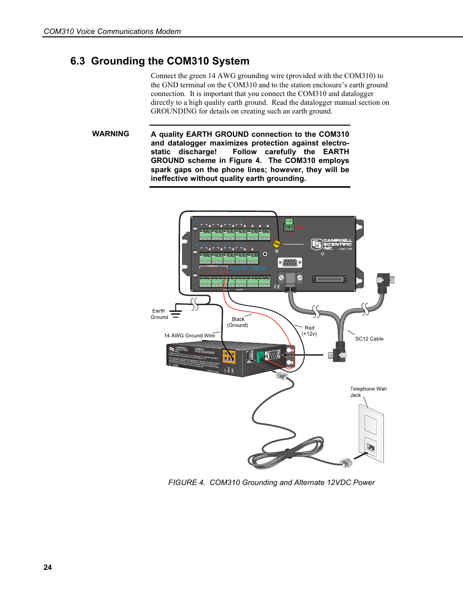 3 grounding the com310 system | Campbell Scientific COM310 Voice Communications Modem User Manual | Page 30 / 56