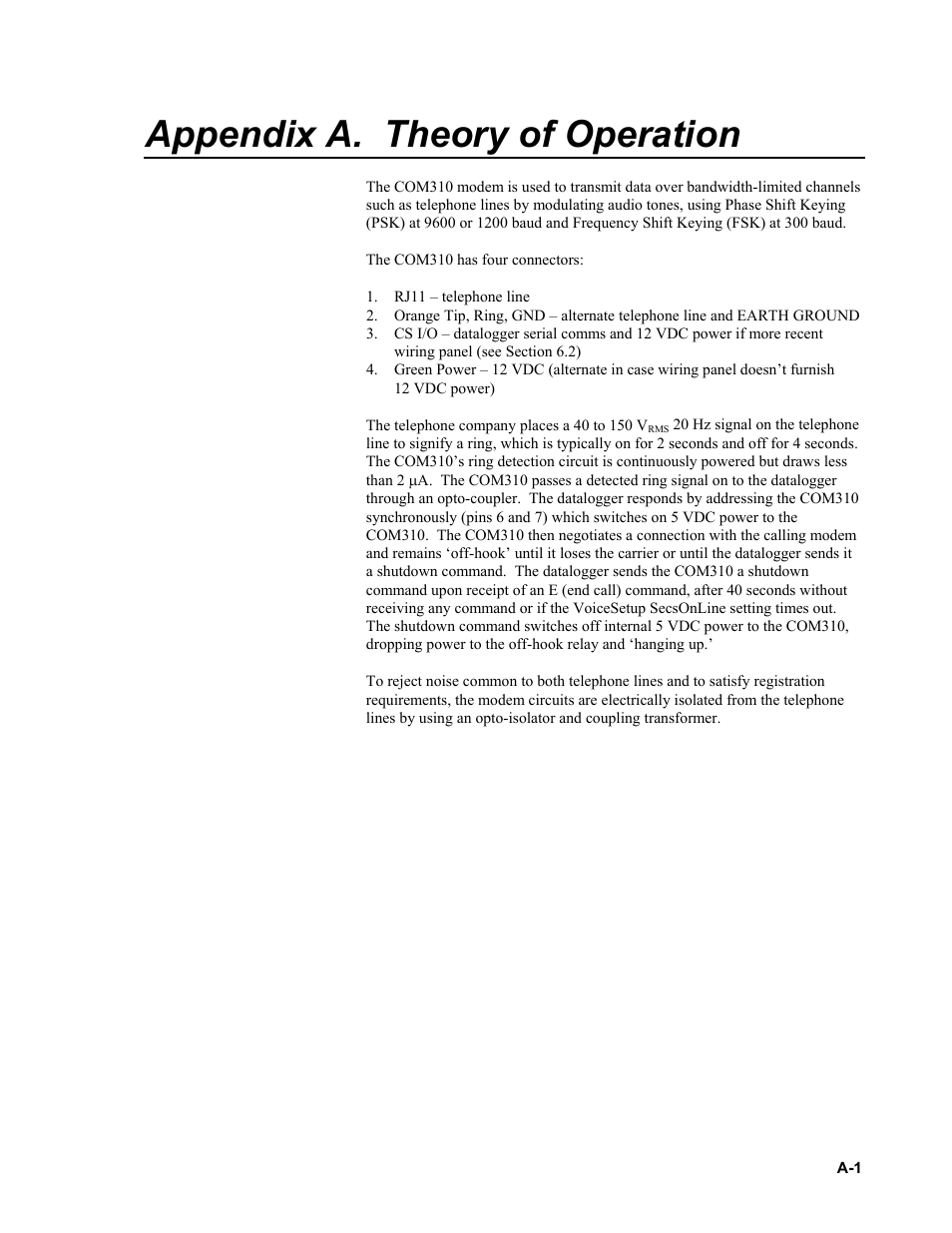 Appendix a. theory of operation | Campbell Scientific COM310 Voice Communications Modem User Manual | Page 35 / 56