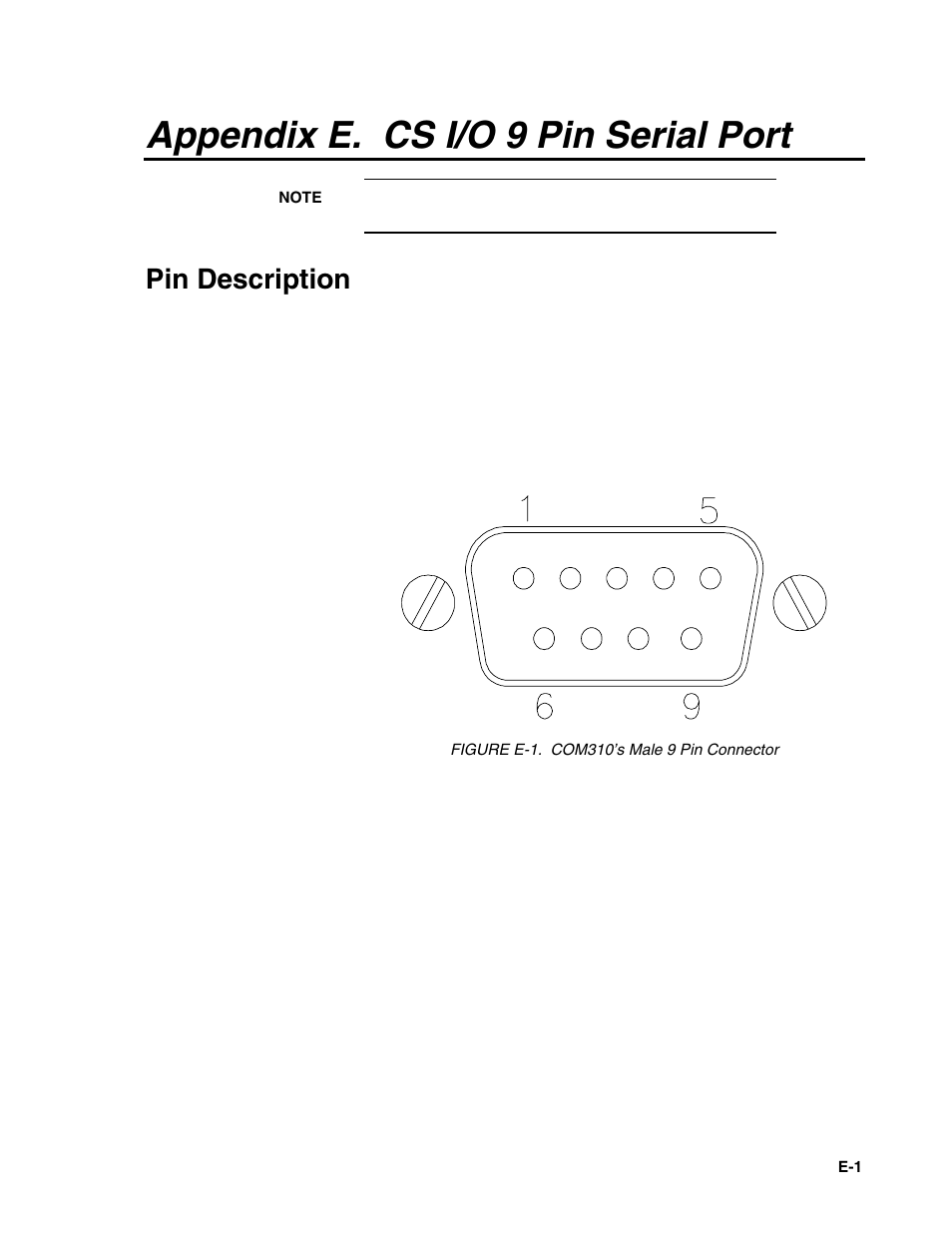 Appendix e. cs i/o 9 pin serial port, Pin description, Cs i/o | Campbell Scientific COM310 Voice Communications Modem User Manual | Page 43 / 56