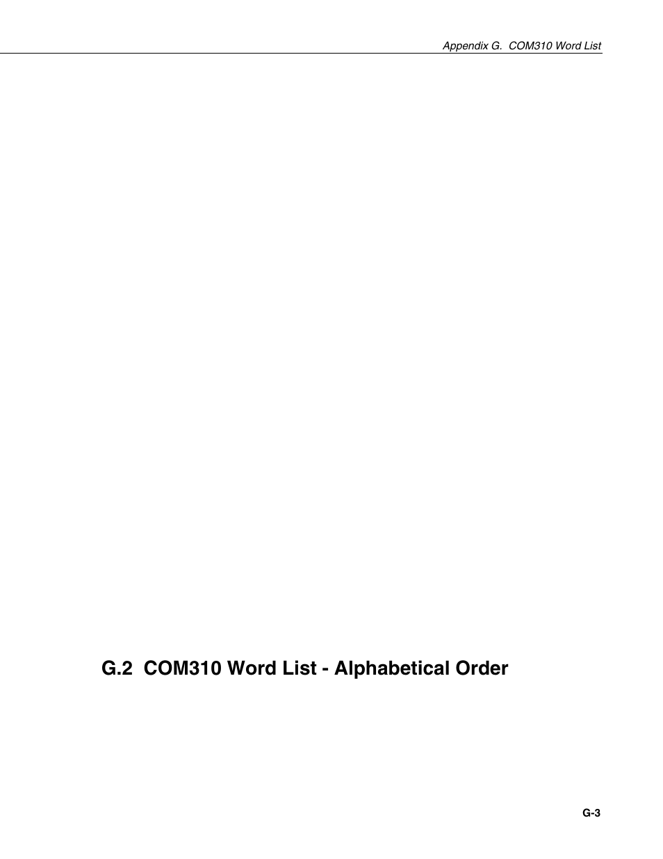 G.2 com310 word list - alphabetical order | Campbell Scientific COM310 Voice Communications Modem User Manual | Page 51 / 56