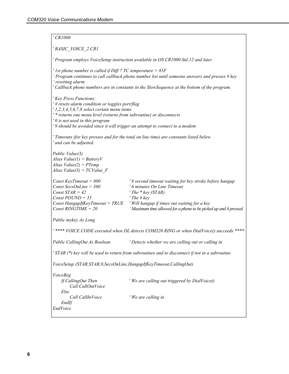 Campbell Scientific COM320 Voice Communications Modem User Manual | Page 12 / 50