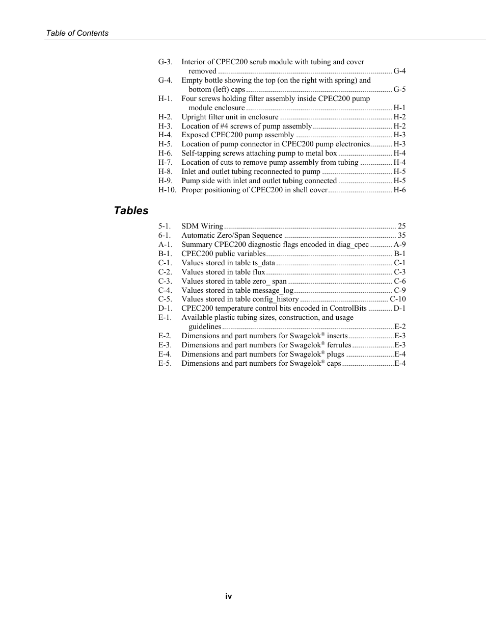 Tables | Campbell Scientific CPEC200 Closed-Path Eddy-Covariance System User Manual | Page 10 / 112