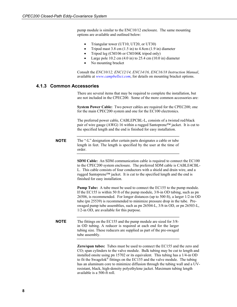 3 common accessories, Common accessories | Campbell Scientific CPEC200 Closed-Path Eddy-Covariance System User Manual | Page 18 / 112