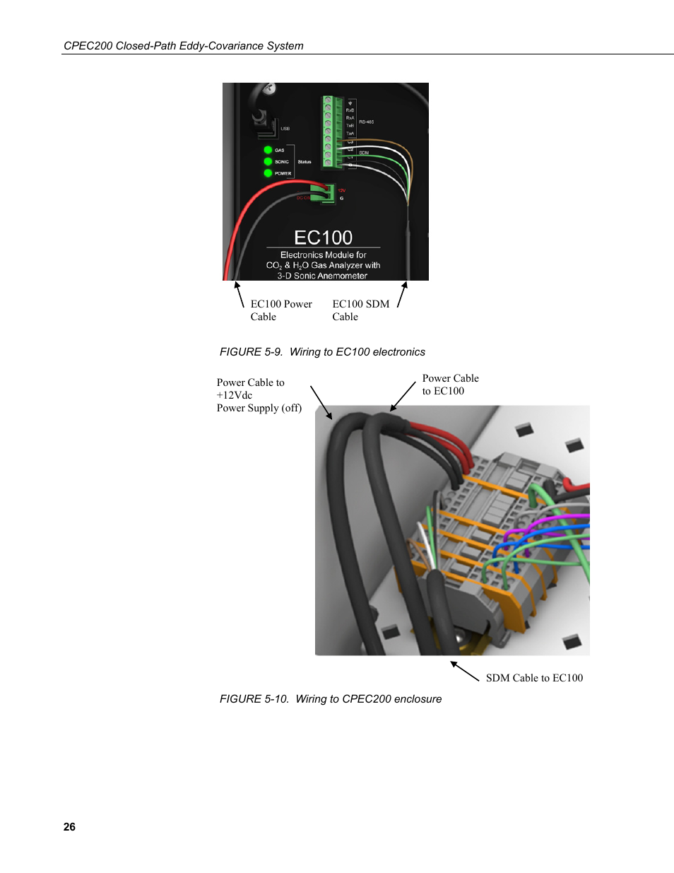9. wiring to ec100 electronics, 10. wiring to cpec200 enclosure, Figure 5-9 | Figure 5-10 | Campbell Scientific CPEC200 Closed-Path Eddy-Covariance System User Manual | Page 36 / 112