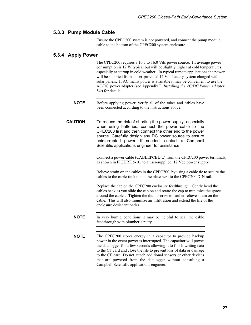 3 pump module cable, 4 apply power, Pump module cable | Apply power | Campbell Scientific CPEC200 Closed-Path Eddy-Covariance System User Manual | Page 37 / 112