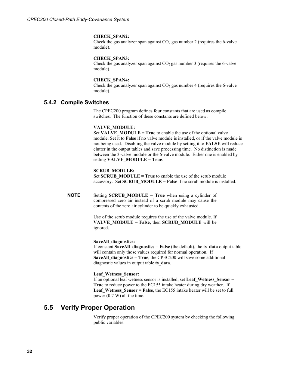 2 compile switches, 5 verify proper operation, Compile switches | Verify proper operation | Campbell Scientific CPEC200 Closed-Path Eddy-Covariance System User Manual | Page 42 / 112