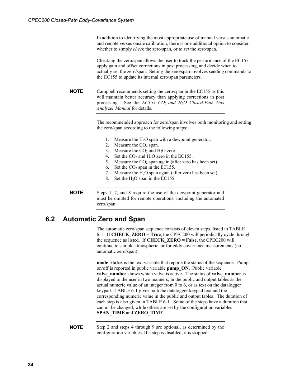 2 automatic zero and span, Automatic zero and span | Campbell Scientific CPEC200 Closed-Path Eddy-Covariance System User Manual | Page 44 / 112