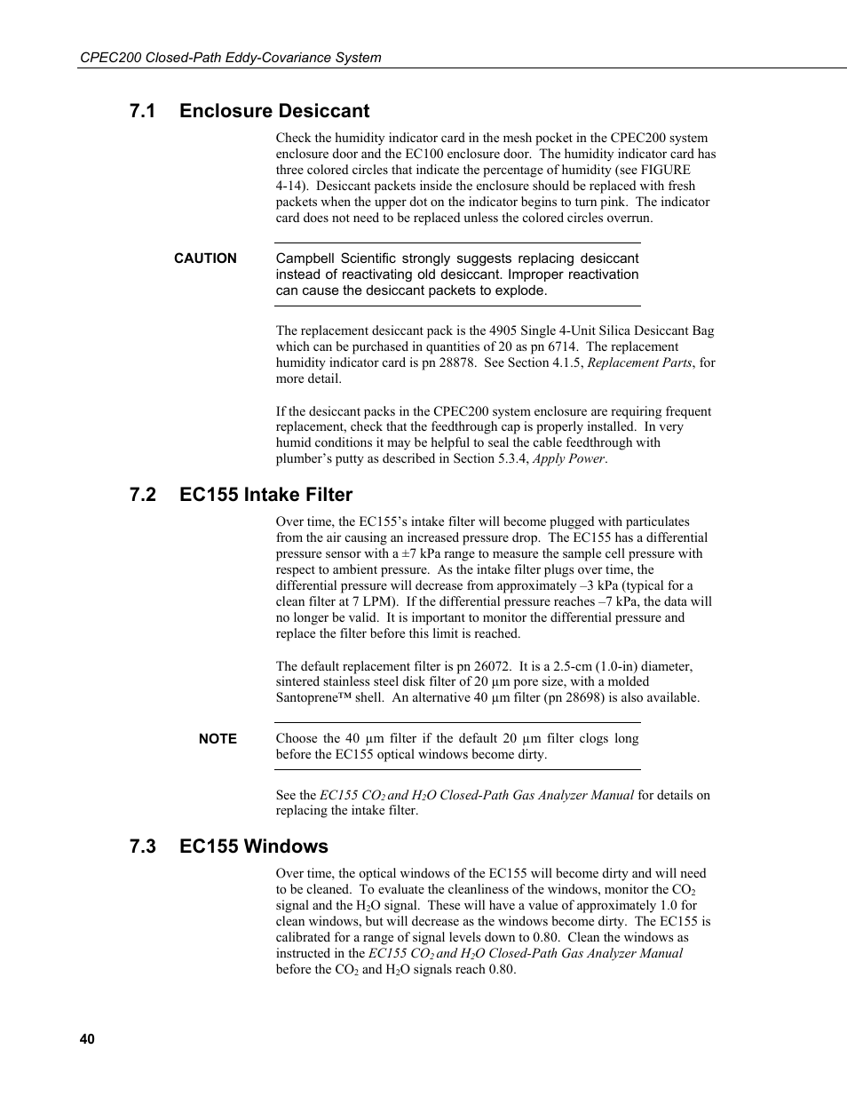 1 enclosure desiccant, 2 ec155 intake filter, 3 ec155 windows | Enclosure desiccant, Ec155 intake filter, Ec155 windows | Campbell Scientific CPEC200 Closed-Path Eddy-Covariance System User Manual | Page 50 / 112