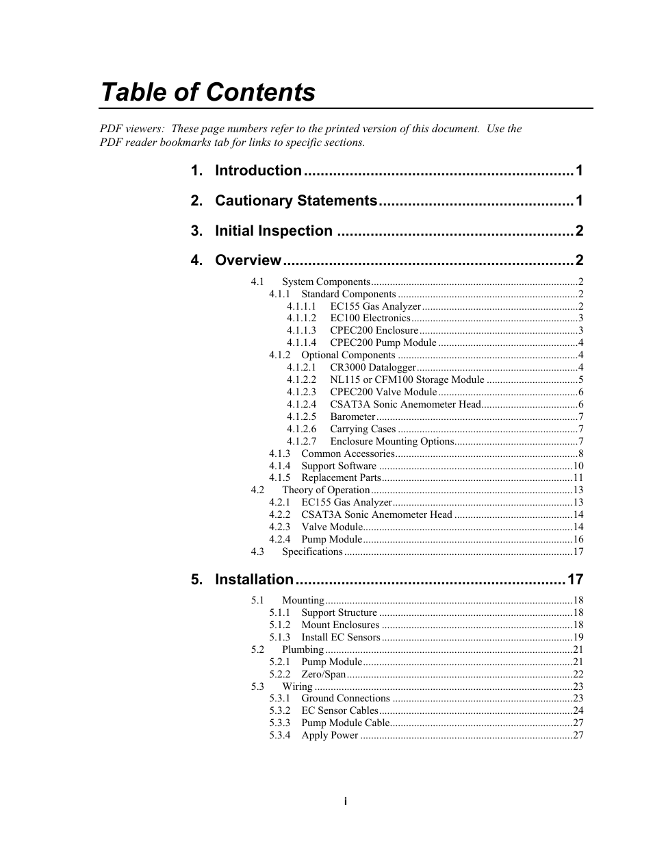 Campbell Scientific CPEC200 Closed-Path Eddy-Covariance System User Manual | Page 7 / 112