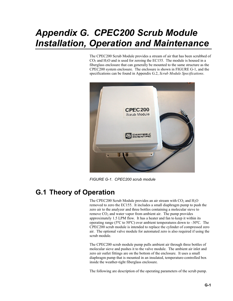 G.1 theory of operation, Cpec200 scrub module installation, operation, N appendix g | Campbell Scientific CPEC200 Closed-Path Eddy-Covariance System User Manual | Page 99 / 112