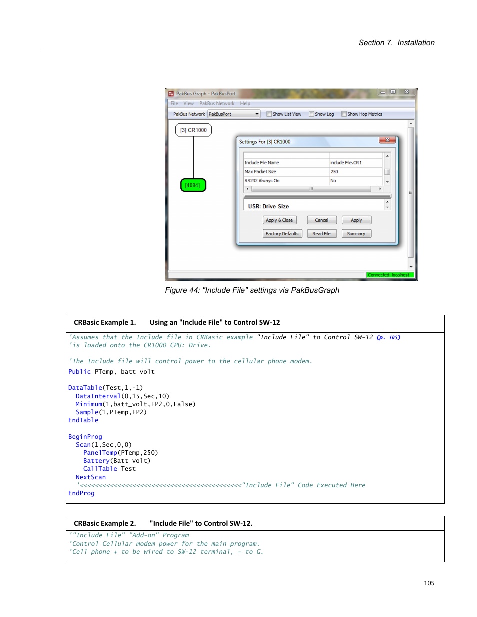 Figure 44: "include file" settings via pakbusgraph, P. 105) | Campbell Scientific CR1000 Measurement and Control System User Manual | Page 105 / 588