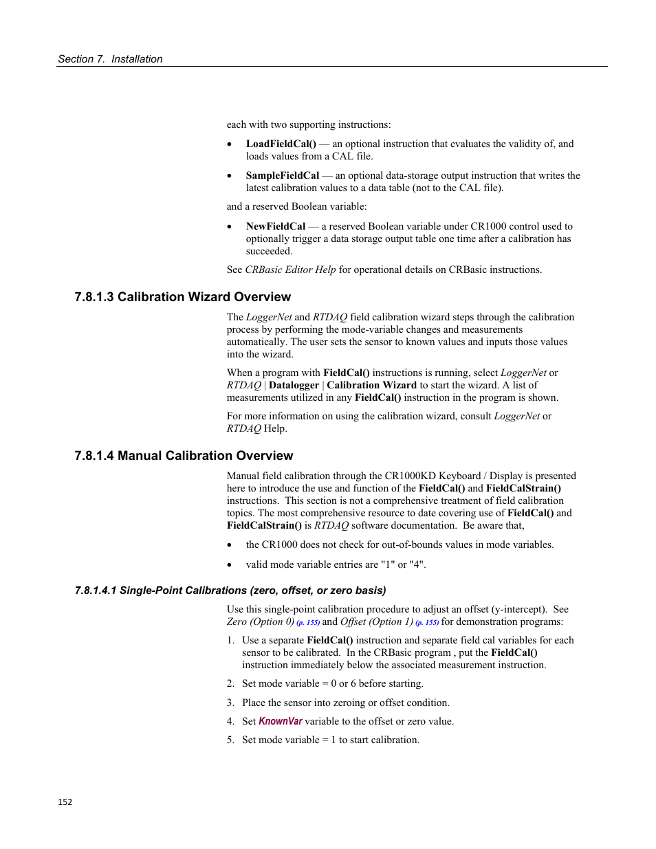 3 calibration wizard overview, 4 manual calibration overview | Campbell Scientific CR1000 Measurement and Control System User Manual | Page 152 / 588