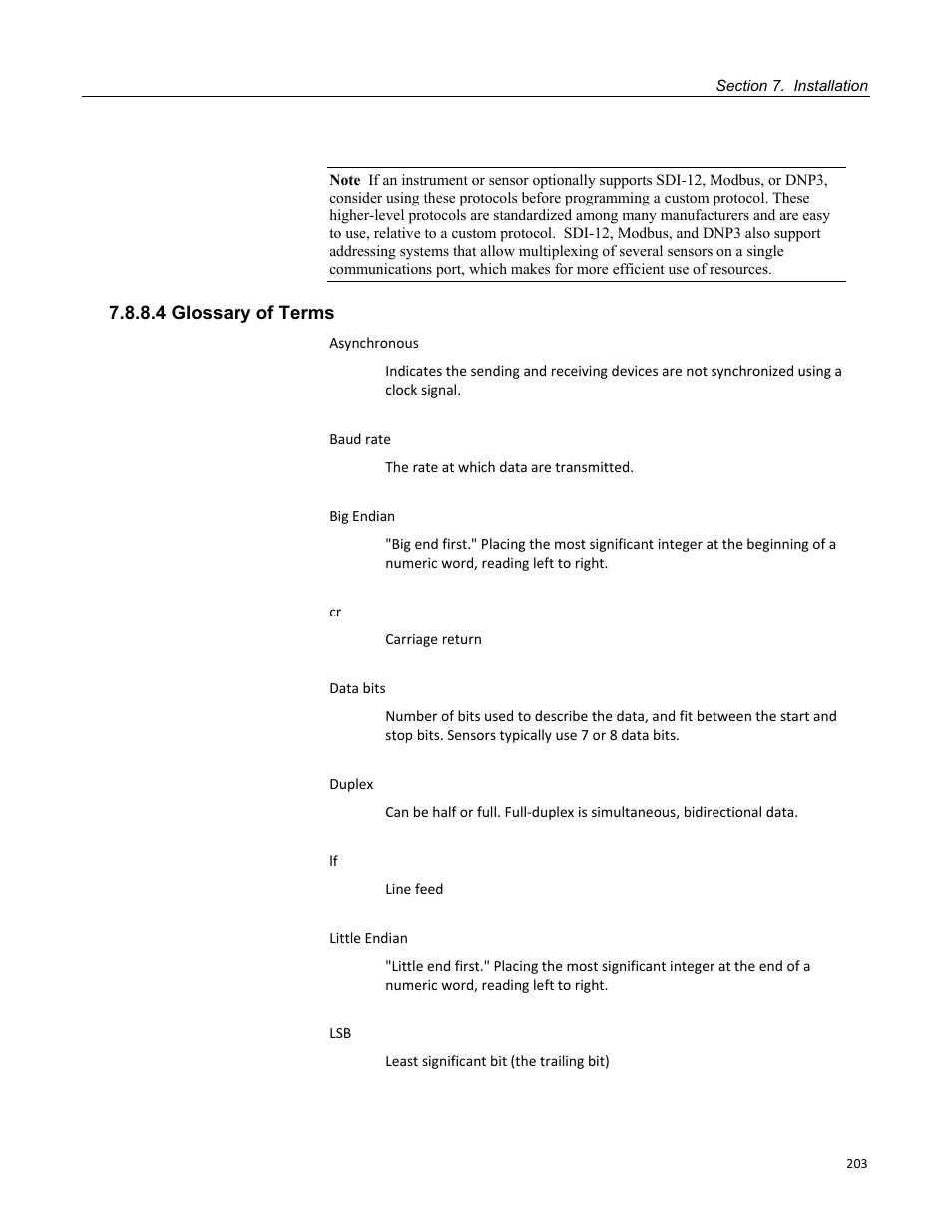 4 glossary of terms | Campbell Scientific CR1000 Measurement and Control System User Manual | Page 203 / 588