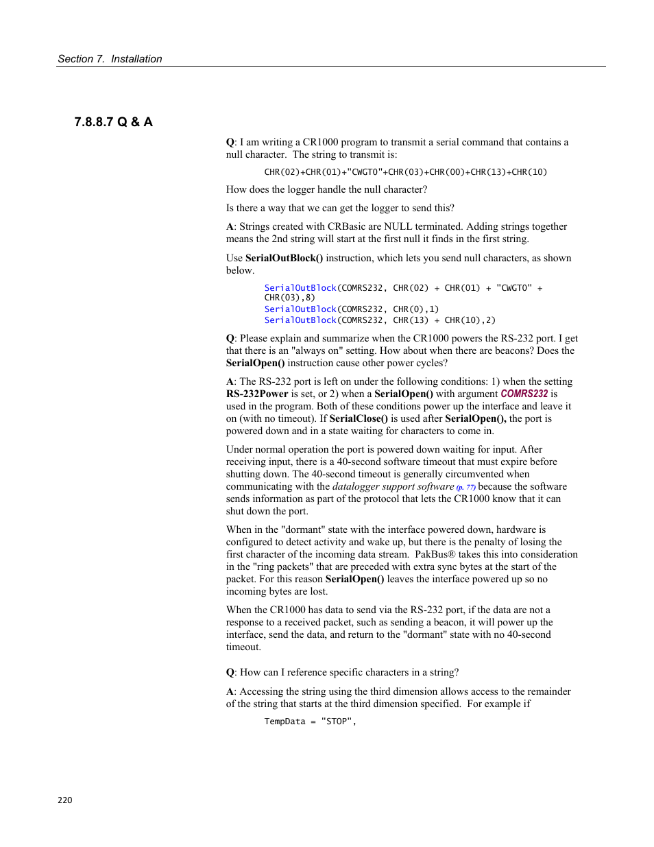 7 q & a | Campbell Scientific CR1000 Measurement and Control System User Manual | Page 220 / 588