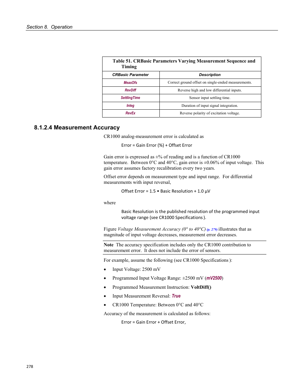 4 measurement accuracy, Timing | Campbell Scientific CR1000 Measurement and Control System User Manual | Page 278 / 588