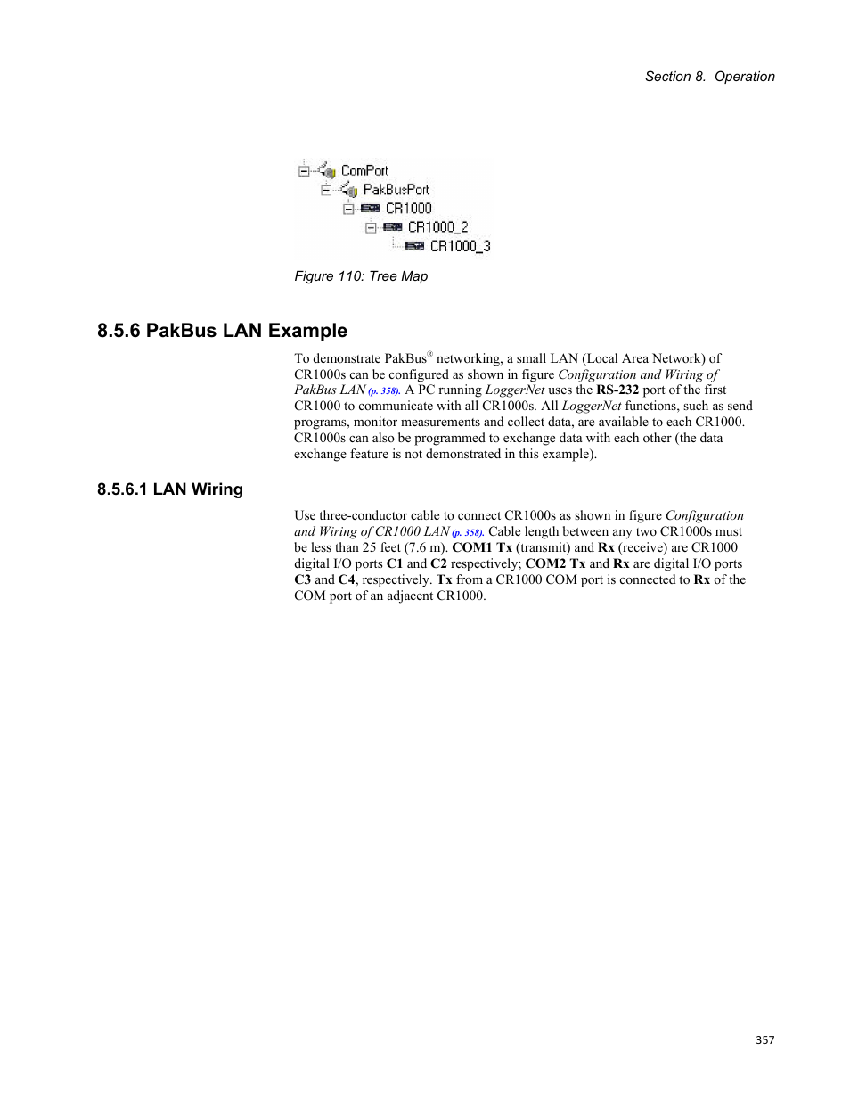 6 pakbus lan example, 1 lan wiring, Figure 110: tree map | Campbell Scientific CR1000 Measurement and Control System User Manual | Page 357 / 588