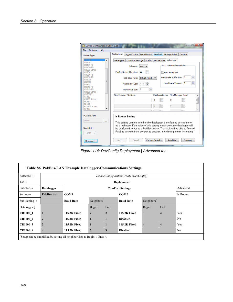 Figure 114: devconfig deployment | advanced tab | Campbell Scientific CR1000 Measurement and Control System User Manual | Page 360 / 588