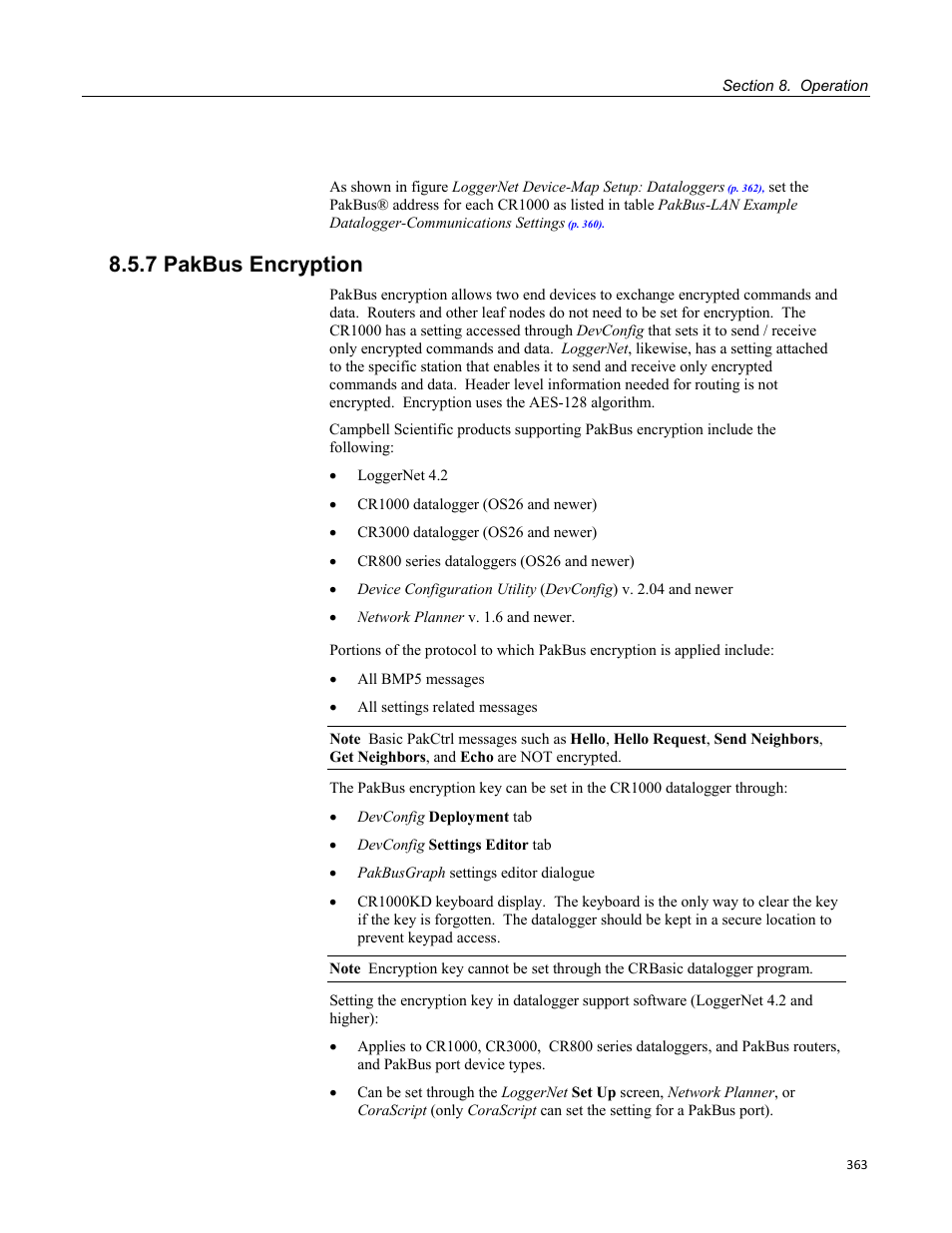 7 pakbus encryption | Campbell Scientific CR1000 Measurement and Control System User Manual | Page 363 / 588