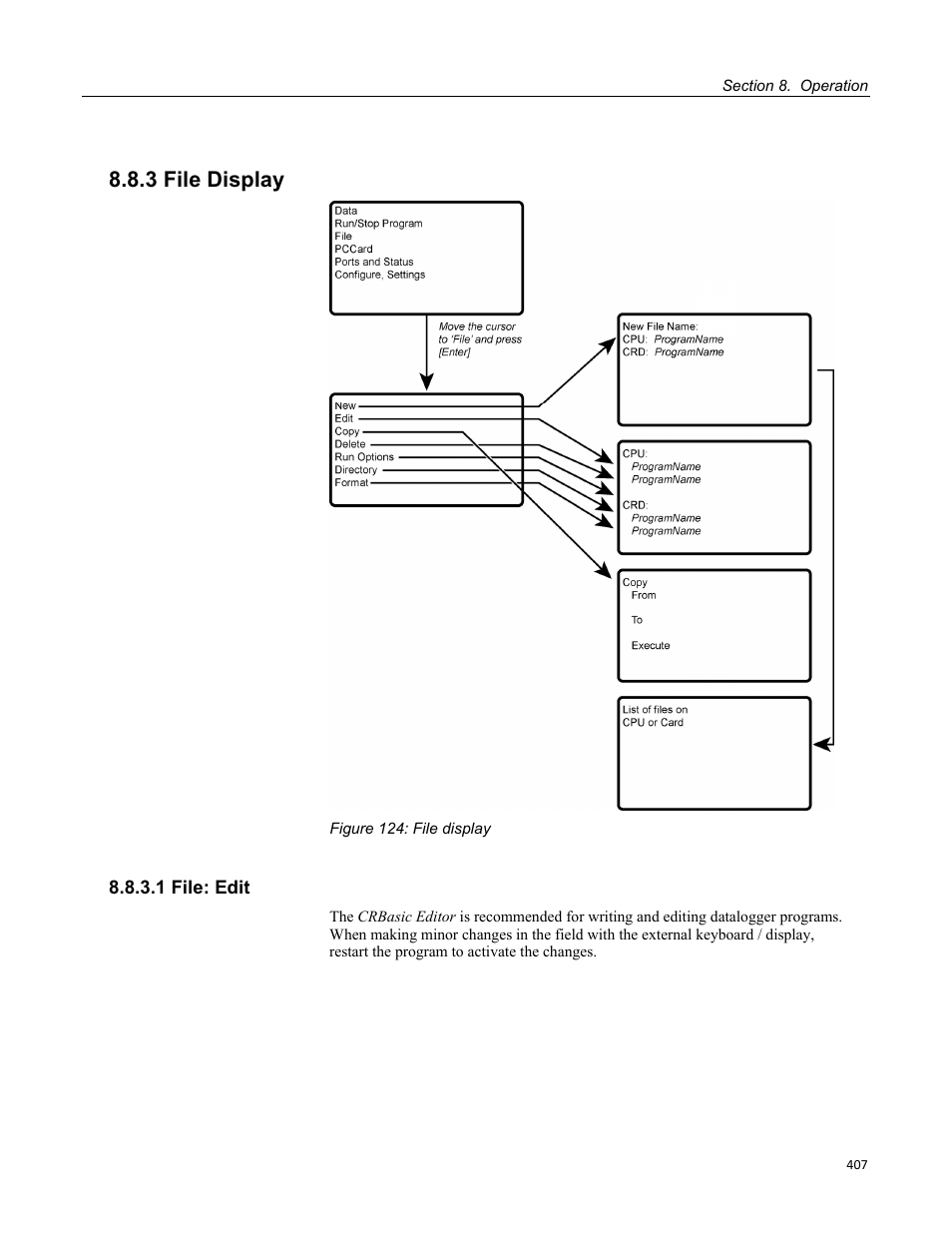 3 file display, 1 file: edit, Figure 124: file display | Campbell Scientific CR1000 Measurement and Control System User Manual | Page 407 / 588