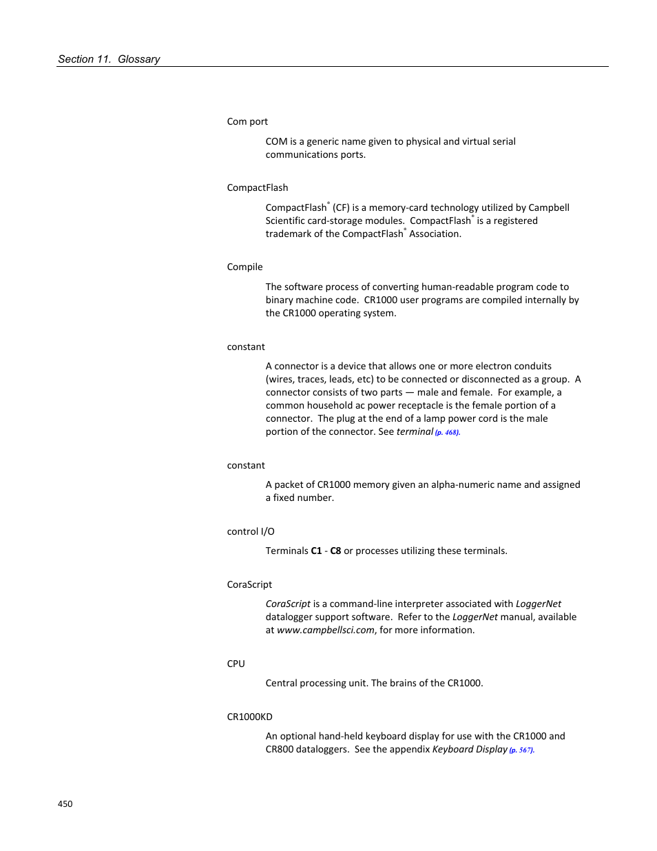 Campbell Scientific CR1000 Measurement and Control System User Manual | Page 450 / 588