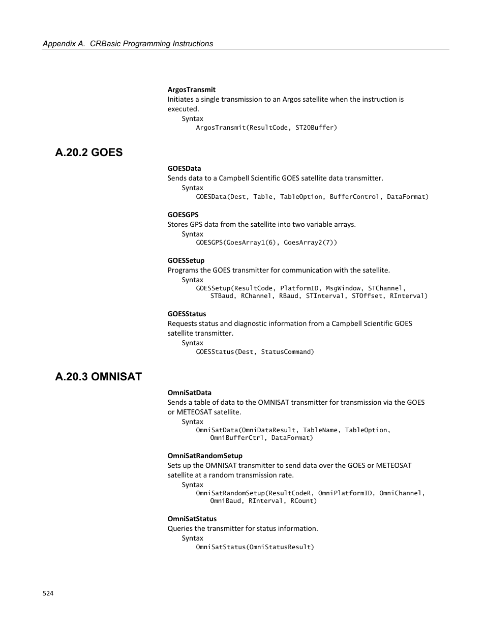 A.20.2 goes, A.20.3 omnisat | Campbell Scientific CR1000 Measurement and Control System User Manual | Page 524 / 588