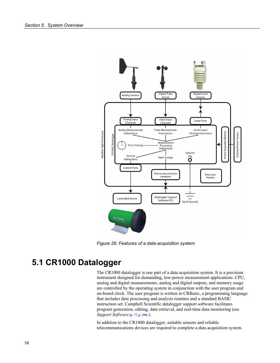 1 cr1000 datalogger, Figure 26: features of a data-acquisition system | Campbell Scientific CR1000 Measurement and Control System User Manual | Page 58 / 588