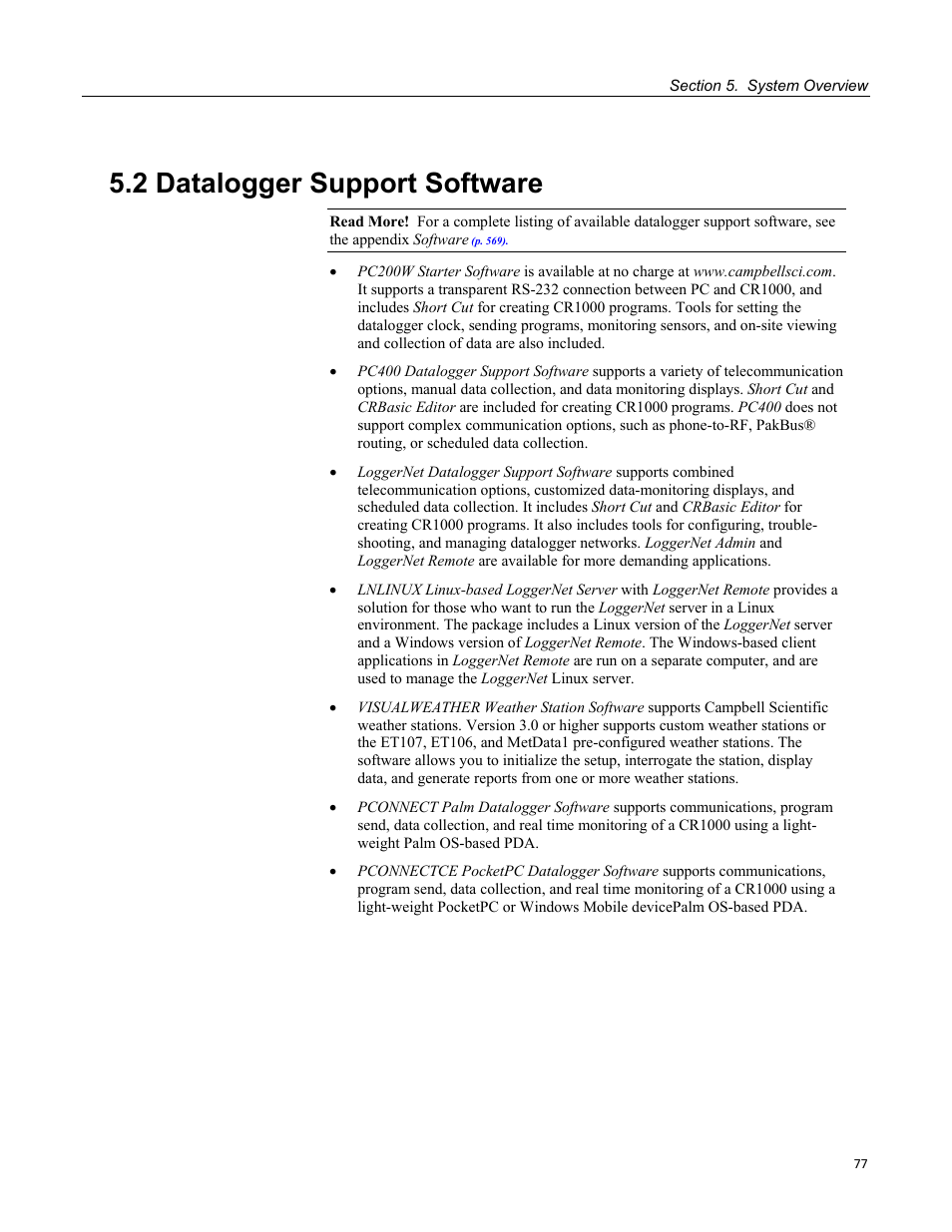 2 datalogger support software | Campbell Scientific CR1000 Measurement and Control System User Manual | Page 77 / 588