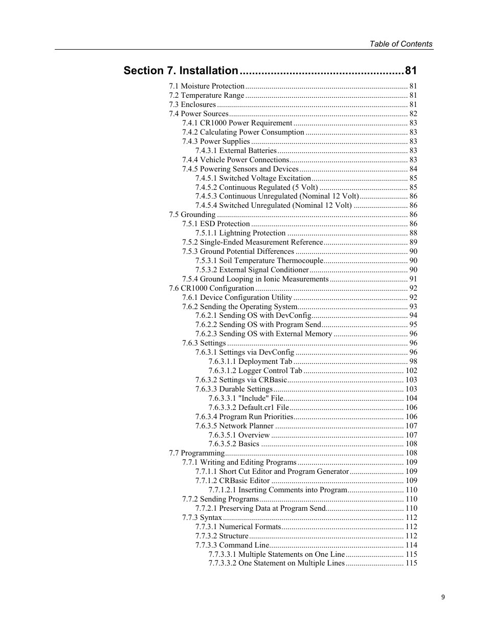 Campbell Scientific CR1000 Measurement and Control System User Manual | Page 9 / 588