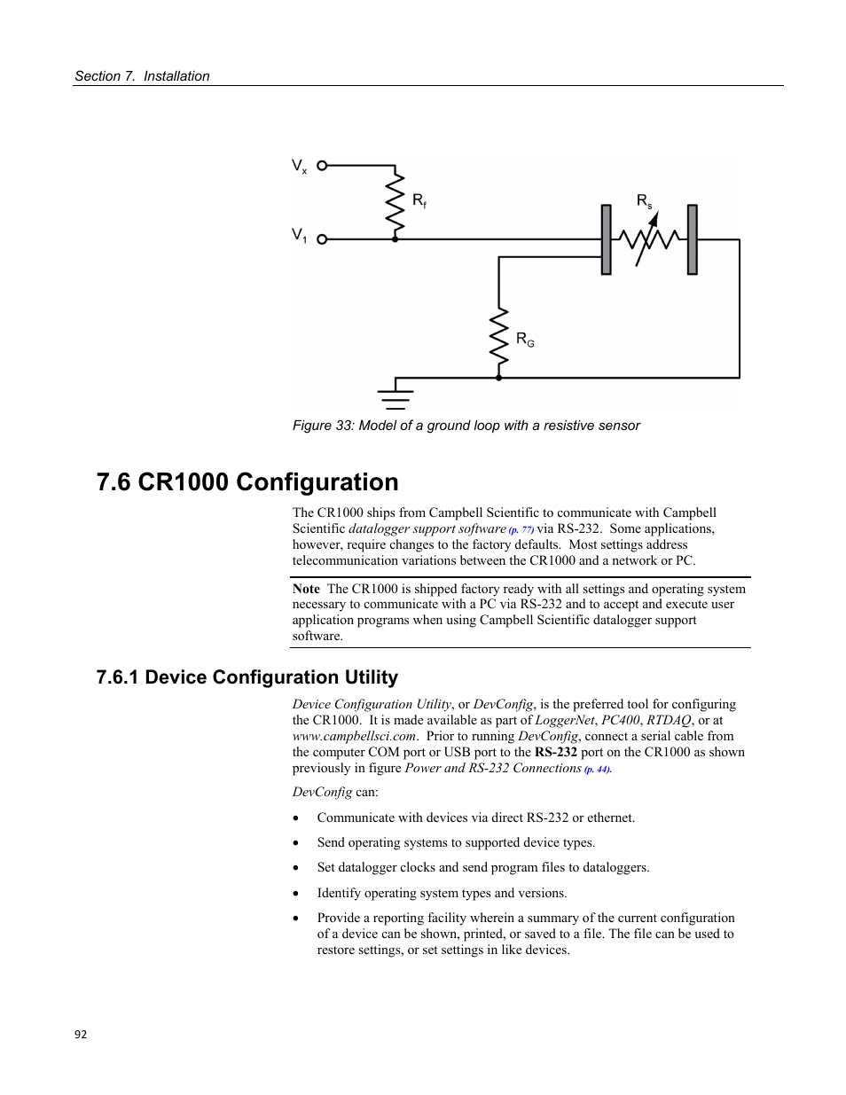 6 cr1000 configuration, 1 device configuration utility | Campbell Scientific CR1000 Measurement and Control System User Manual | Page 92 / 588