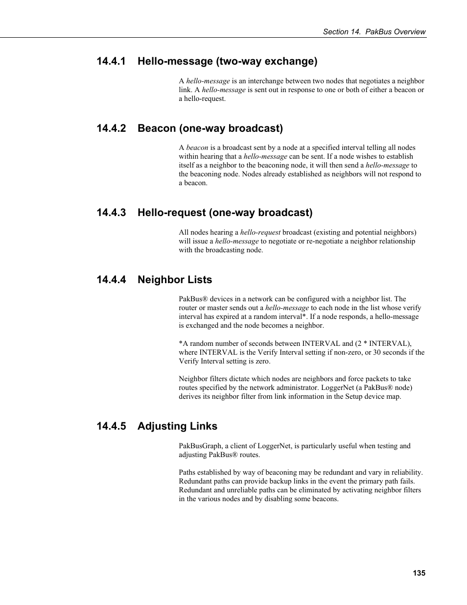 1 hello-message (two-way exchange), 2 beacon (one-way broadcast), 3 hello-request (one-way broadcast) | 4 neighbor lists, 5 adjusting links | Campbell Scientific CR200/CR200X-series Dataloggers User Manual | Page 147 / 208