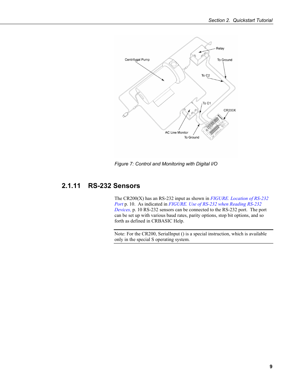 11 rs-232 sensors, Figure 7: control and monitoring with digital i/o | Campbell Scientific CR200/CR200X-series Dataloggers User Manual | Page 21 / 208